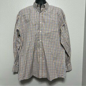 Wrangler Riata Button-Down Long Sleeve‎ Men's XXL Plaid Shirt Yellow Blue Brown